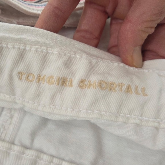 American Eagle Outfitters‎ White Denim Tomgirl Shortalls Rainbow Strap Size S - Picture 6 of 7
